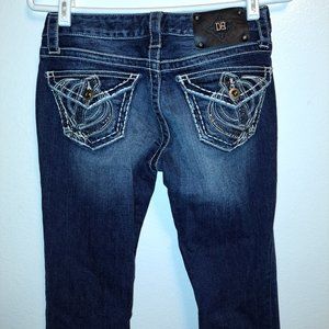 D9 Slick Distressed Embroidered Flap Pockets W/Rhinestone EmbellishJeans Size 25